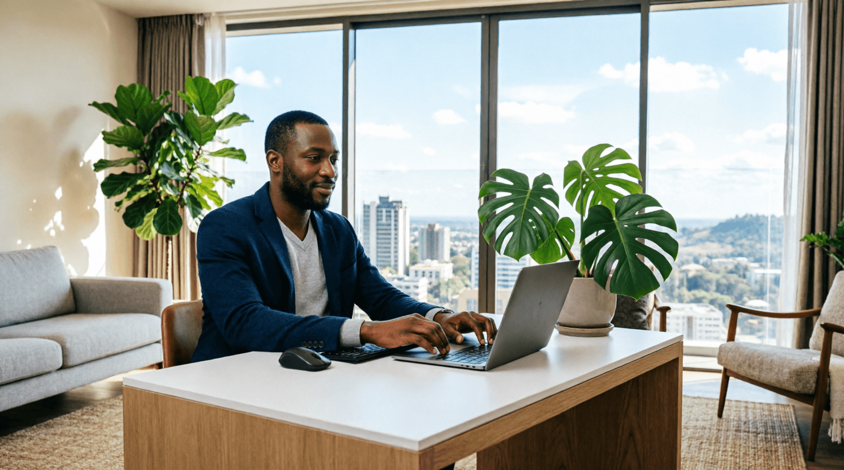 Person attending a secure online therapy session from home in Kenya